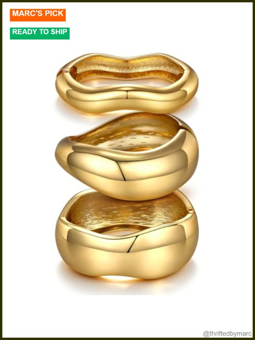 14K Gold Plated Chunky Bangle Bracelet Women Stackable Cuff Dainty Gift